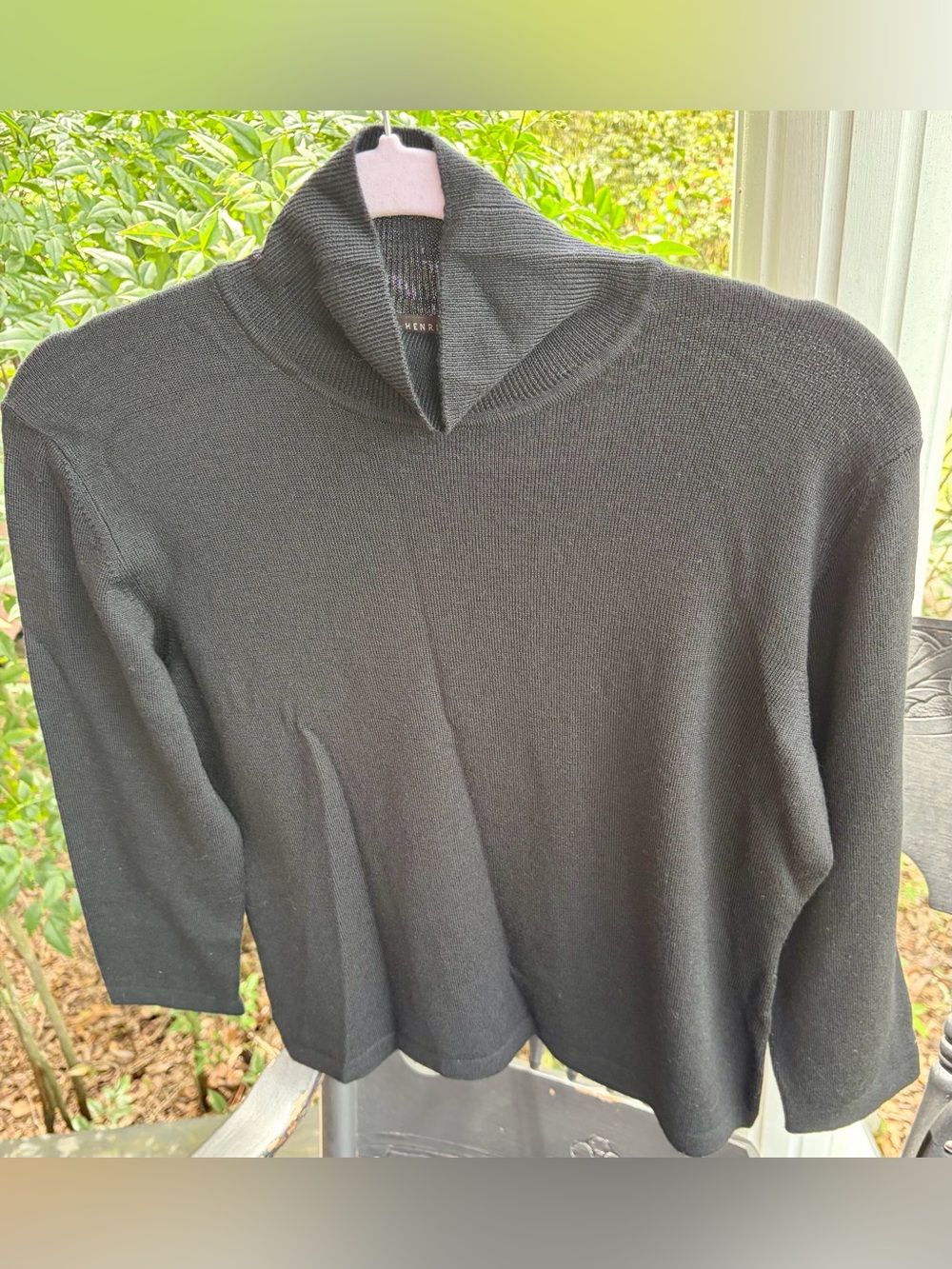 NWOT HENRI BENDEL 100% Merino Wool Three-Quarter Sleeve Sweater/Top w/Turtleneck